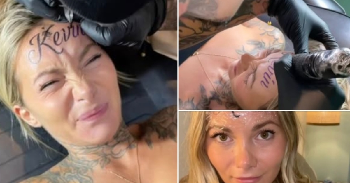 O femeie stârnește indignare după ce și-a tatuat numele iubitului pe frunte!: Iubire sau regret?