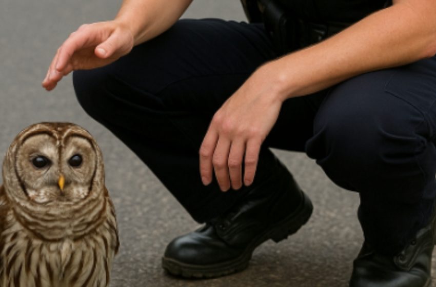  O mică bufniță a blocat drumul și le-a arătat polițiștilor ceva care le-a tăiat respirația tuturor celor prezenți.