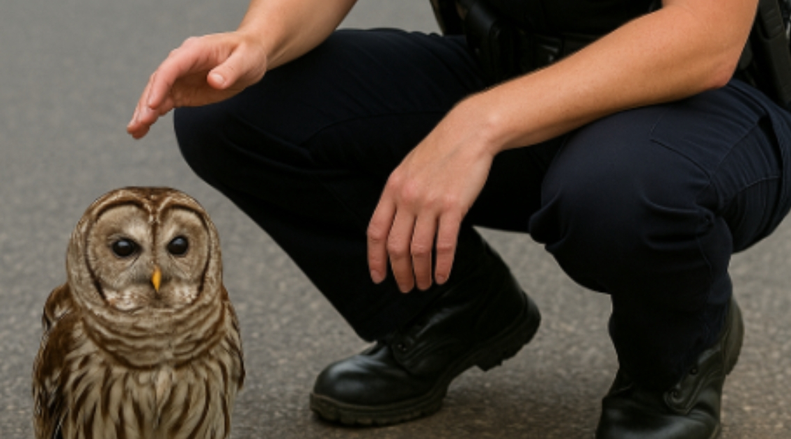O mică bufniță a blocat drumul și le-a arătat polițiștilor ceva care le-a tăiat respirația tuturor celor prezenți.