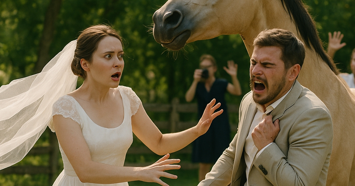 Pulmafotode sessiooni ajal hakkas mu hobune äkitselt mu kihlatu poole hirnuma ja siis hammustas teda: ma arvasin, et ta on hull, aga hiljem märkasin midagi