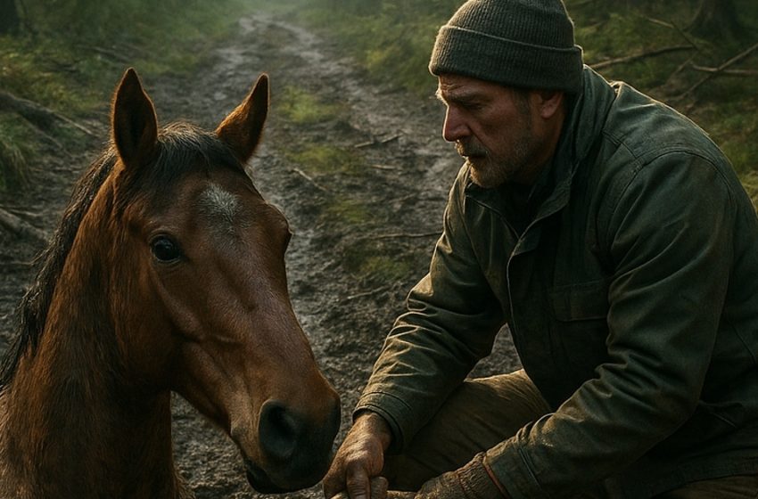  Un bărbat a salvat un cal sălbatic blocat și plângând. Modul în care acesta l-a răsplătit — este de neuitat.