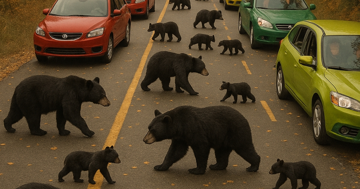 Zeci de urși au năvălit pe autostradă, provocând un ambuteiaj: oamenii erau șocați, fără să înțeleagă ce se întâmpla, până când au aflat adevărul întreg.