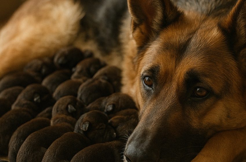  Un bărbat a găsit pe o stradă o ciobăniță gravidă până în ultimele clipe. Dar atunci când a născut în sfârșit, veterinarul a realizat cu groază că nu erau căței obișnuiți — ci ceva cu totul diferit.